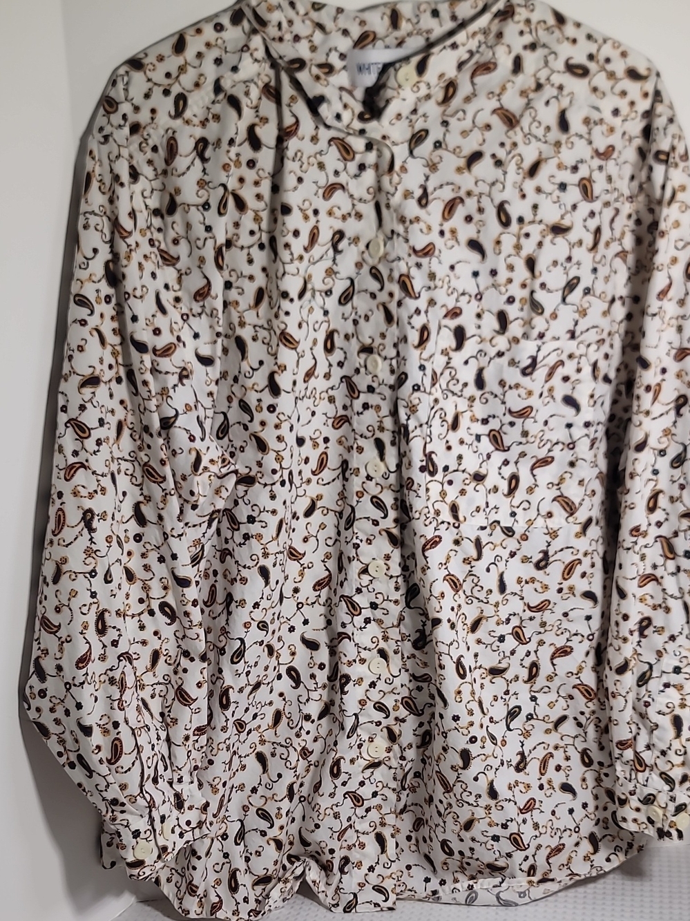 Women’s Printed Skirt — Cream with Brown Paisley